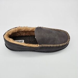 Haggar Mens Slippers Memory Foam Indoor Outdoor Moccasin‎ Grey Size L 9.5-10.5